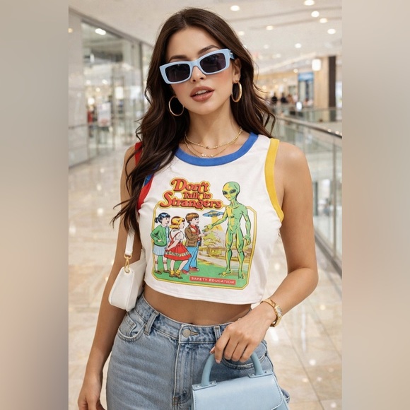 ROMWE Tops - Stevenrhodes Figure Graphic Print Tank Top, School